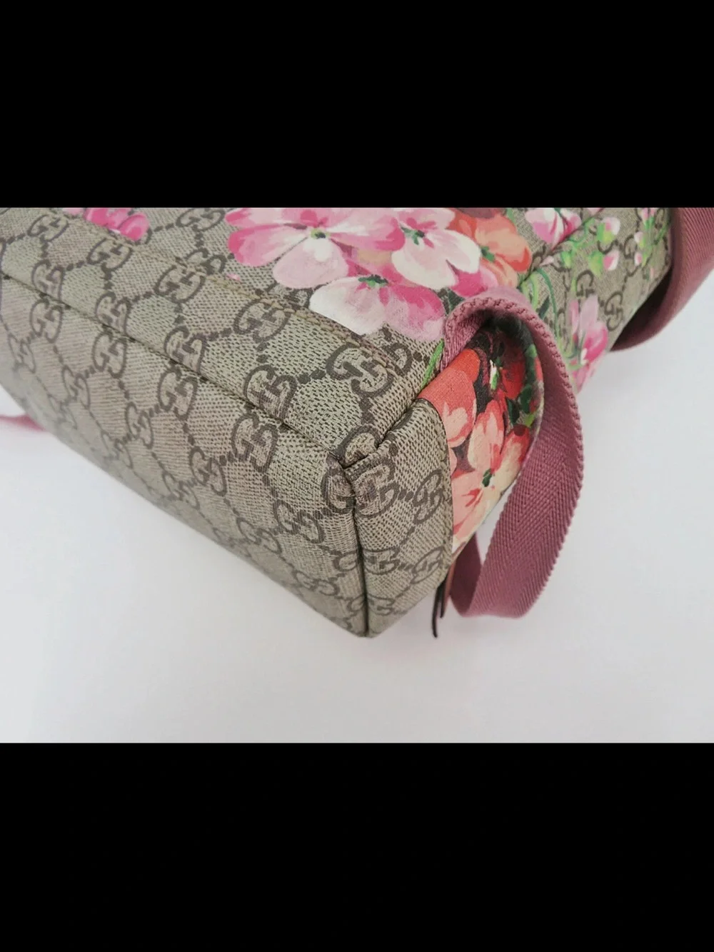 Gucci Floral GG Supreme Canvas Backpack in Pink and Green